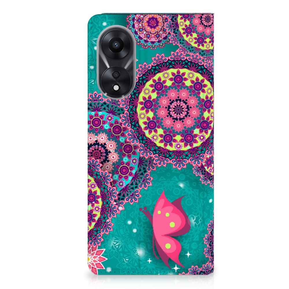 OPPO A78 | A58 5G Bookcase Cirkels en Vlinders design cirkels vlinders aanzicht