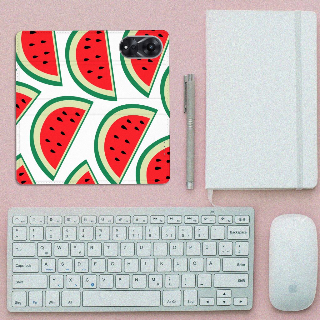OPPO A78 | A58 5G Flip Style Cover Watermelons bovenaanzicht