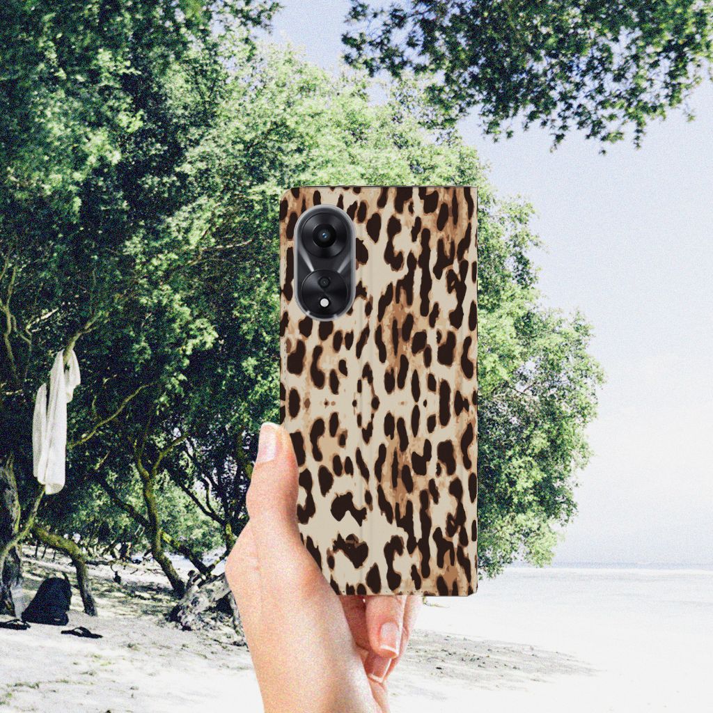 OPPO A78 A58 5G Hoesje maken Leopard hoesje luipaardprint aanzicht