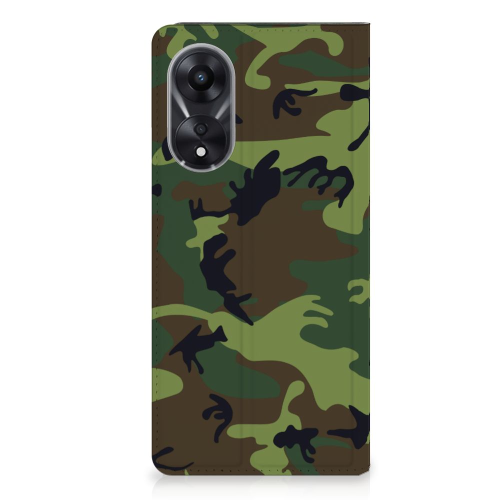 OPPO A78 | A58 5G Hoesje met Magneet Army Dark camouflage ontwerp achterkant