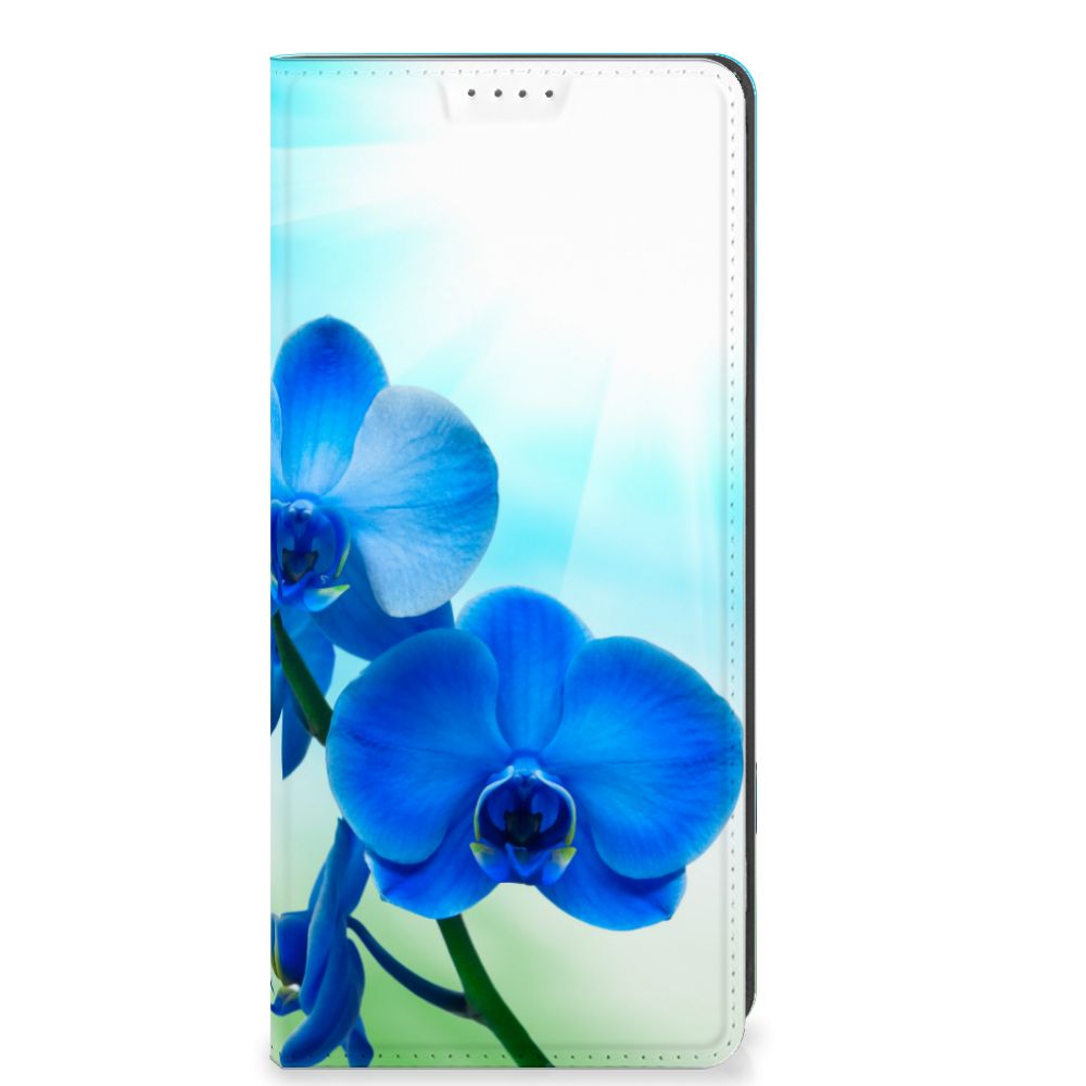 OPPO A78 | A58 5G Smart Cover Orchidee Blauw - Cadeau voor je Moeder met elegante orchideeën 🌸