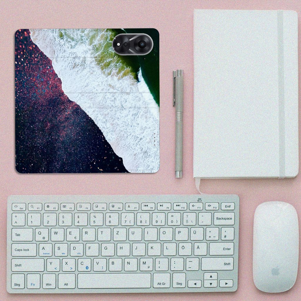 OPPO A78 A58 5G Stand Case Sea in Space ontwerp bovenaanzicht