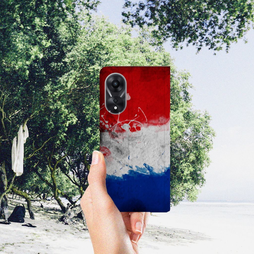 OPPO A78 | A58 5G Standcase Nederland design Nederlandse vlag hand