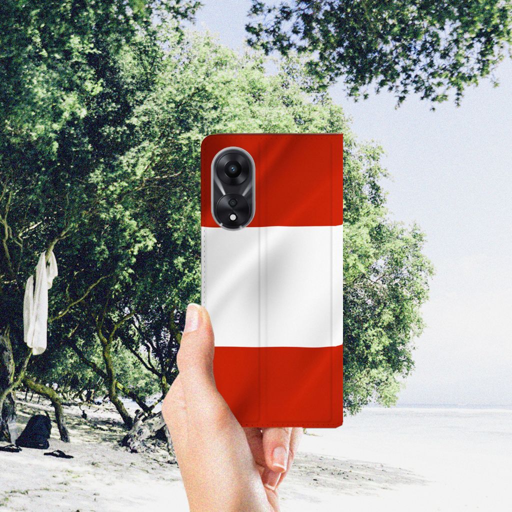 OPPO A78 | A58 5G Standcase Oostenrijk vlag design hand natuur
