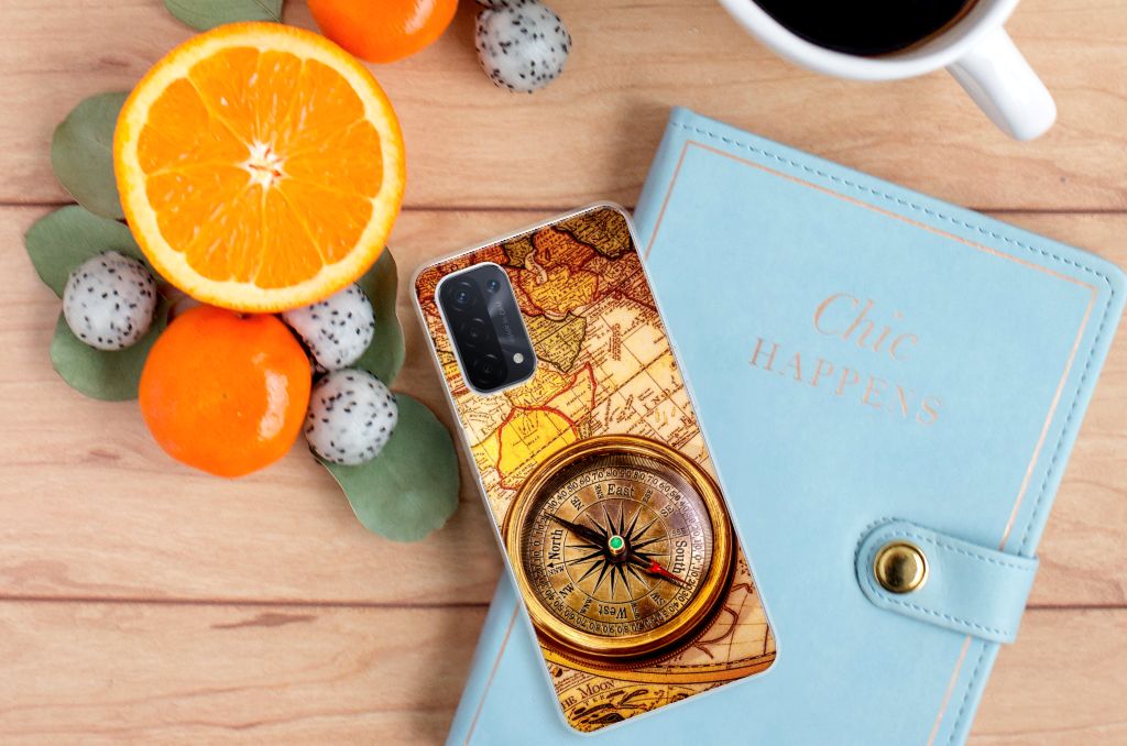 OPPO A93 5G Siliconen Back Cover Kompas kompas design achterzijde