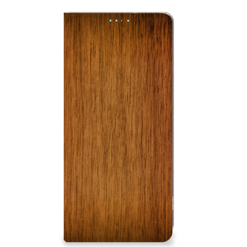 OPPO A98 5G Book Wallet Case Donker Hout hoesje donker hout aanzicht