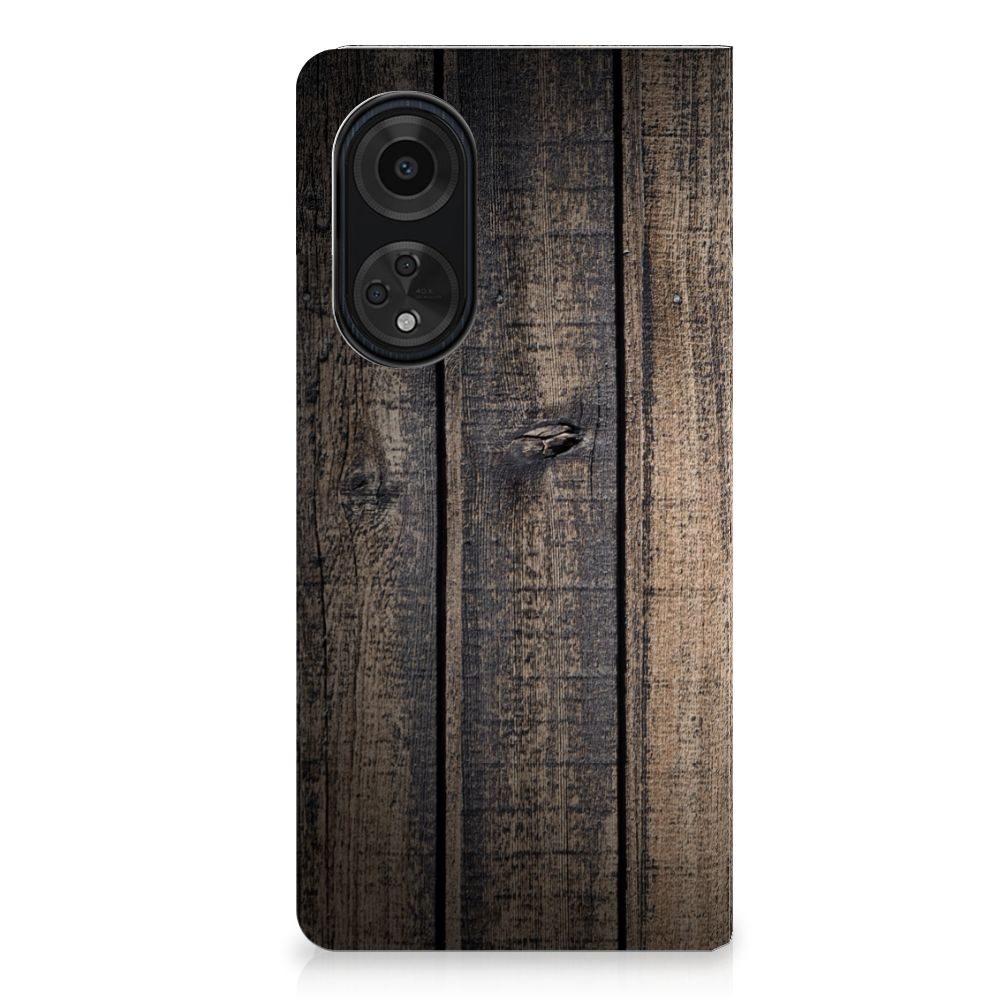 OPPO A98 5G Book Wallet Case Steigerhout design steigerhout aanzicht