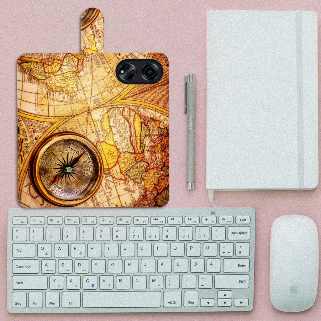 OPPO A98 5G Flip Cover Kompas designkompas bovenaanzicht