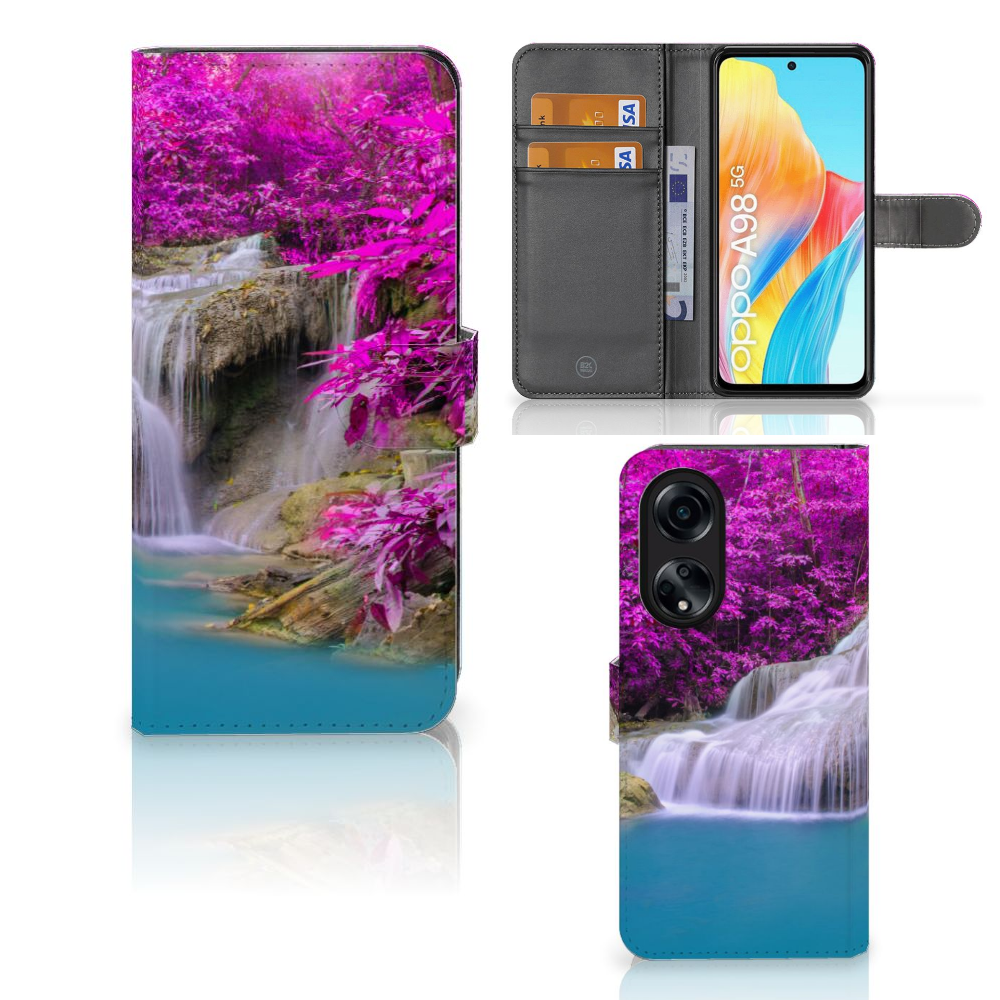 OPPO A98 5G Flip Cover Waterval design waterval paars water