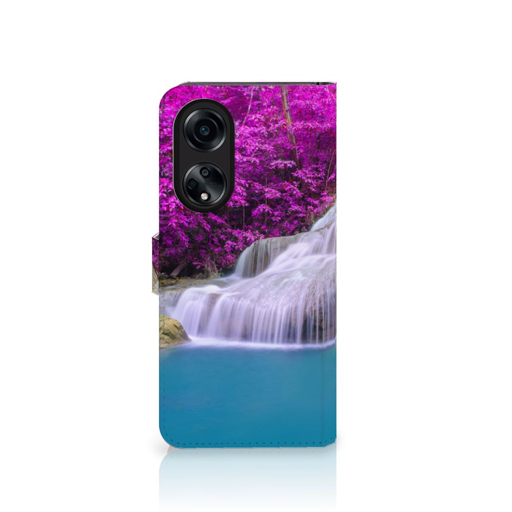 OPPO A98 5G Flip Cover Waterval waterval paarse bomen