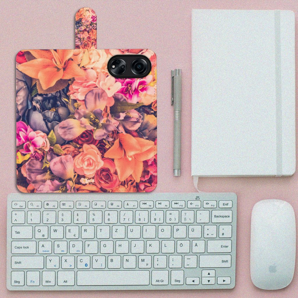OPPO A98 5G Hoesje Bosje Bloemen design bloemen aanzicht boven