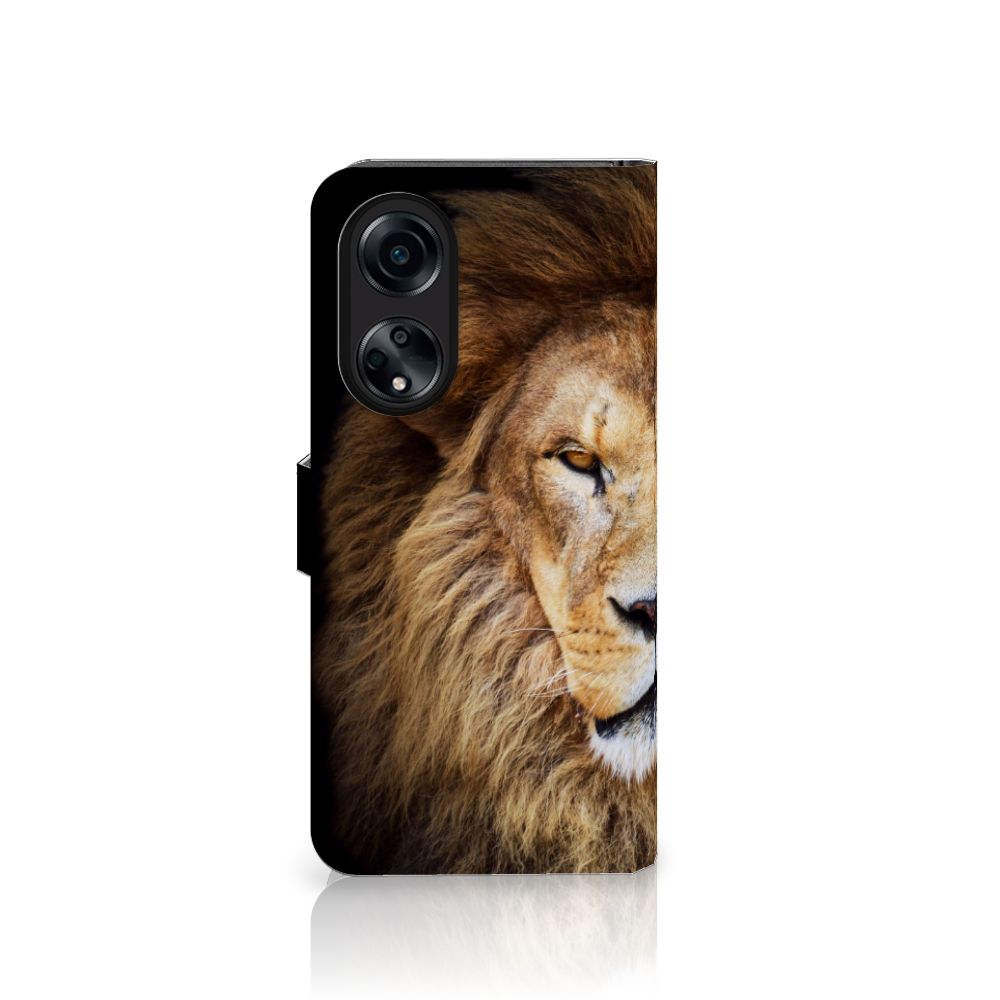 OPPO A98 5G Telefoonhoesje met Pasjes Leeuw telefoonhoesje leeuw voorkant