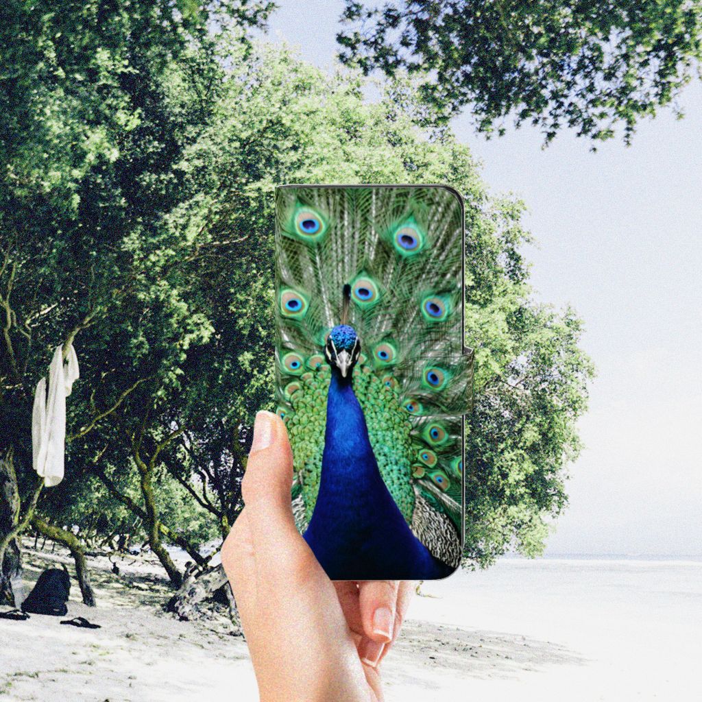 OPPO A98 5G Telefoonhoesje met Pasjes Pauw design pauw aanzicht