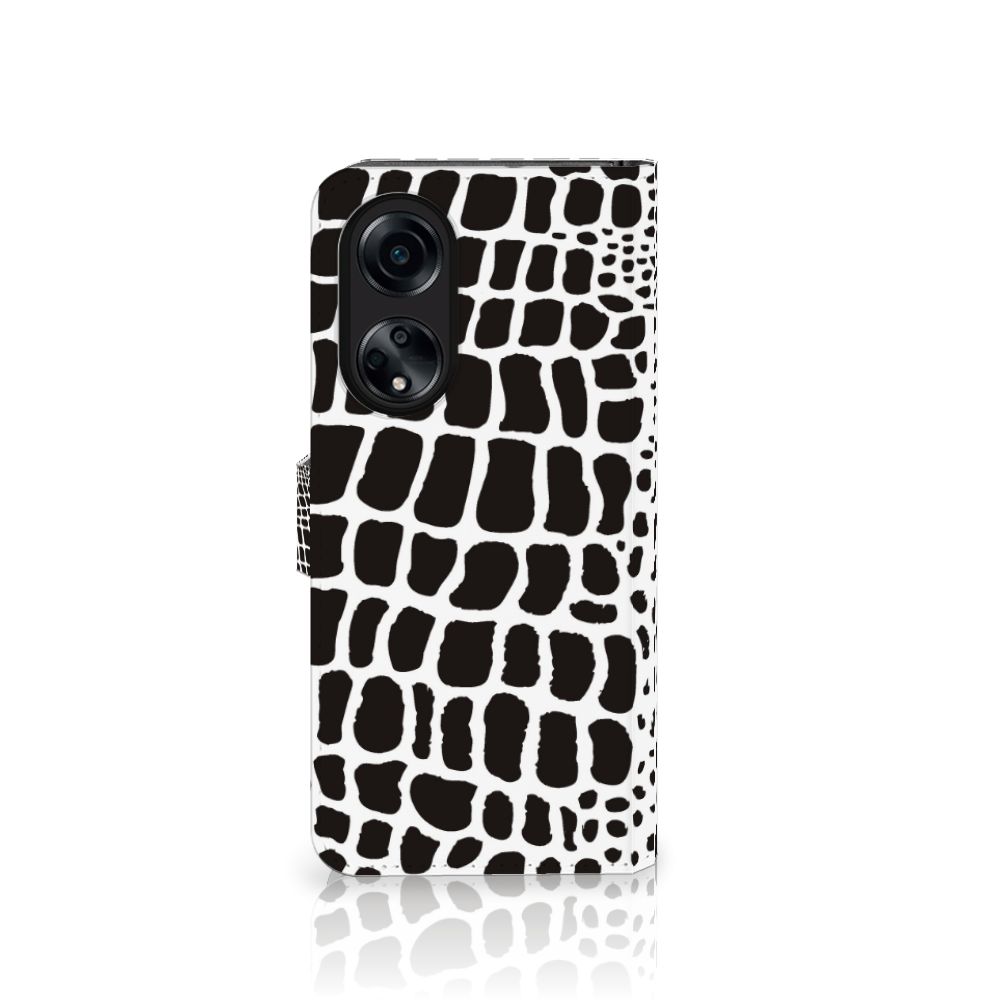 OPPO A98 5G Telefoonhoesje met Pasjes Slangenprint boekhoesje zwart wit