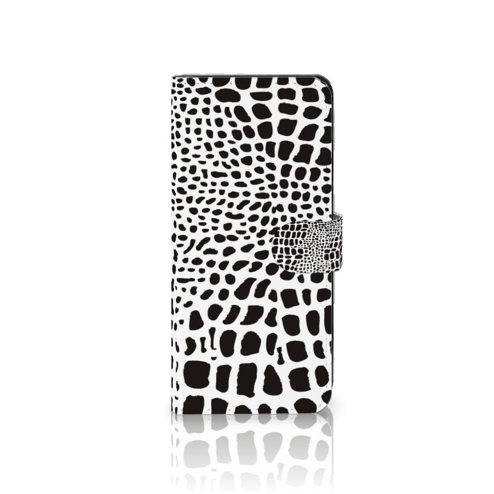OPPO A98 5G Telefoonhoesje met Pasjes Slangenprint slangenprint boekhoes zwart wit aanzicht