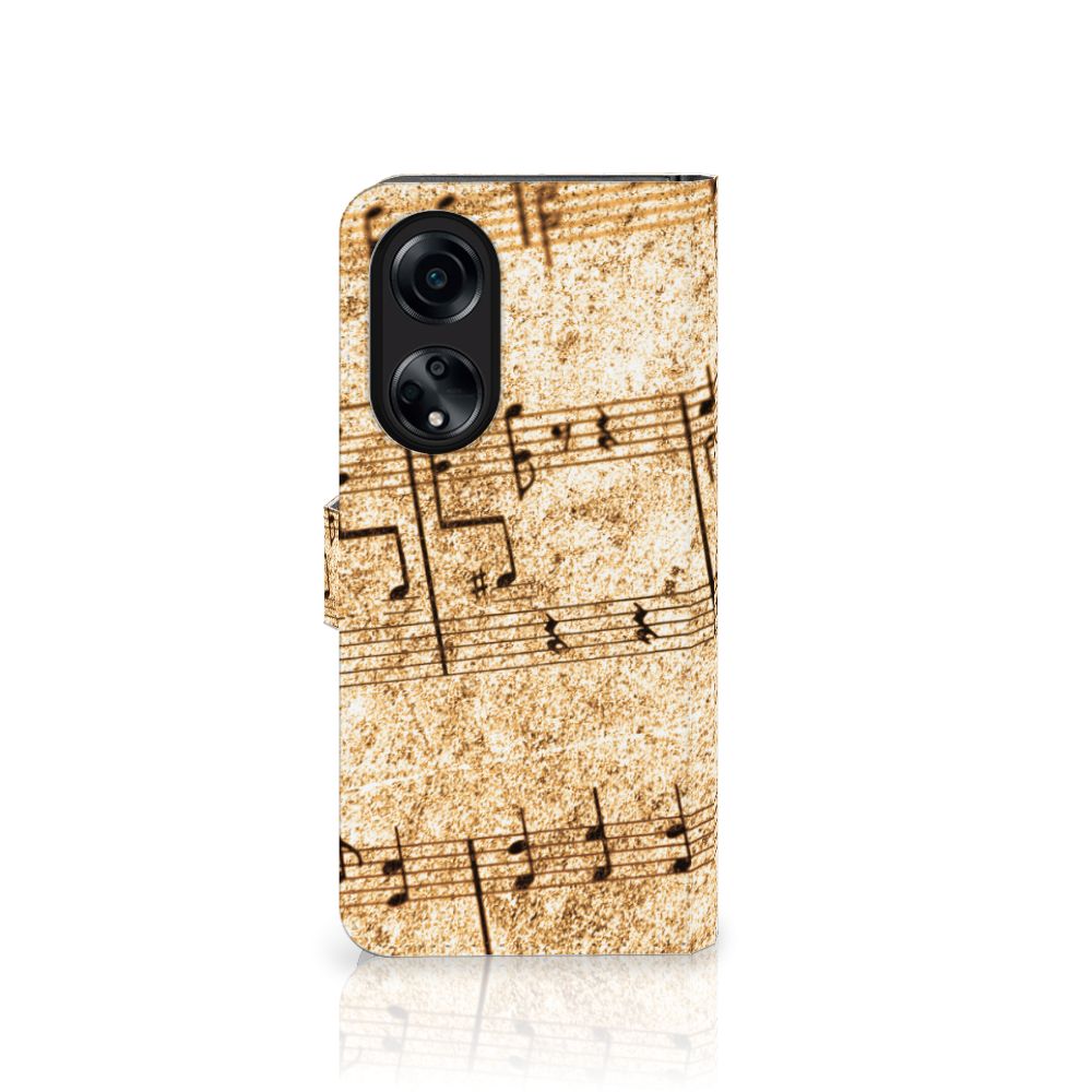OPPO A98 5G Telefoonhoesje met foto Bladmuziek design bladmuziek aanzicht