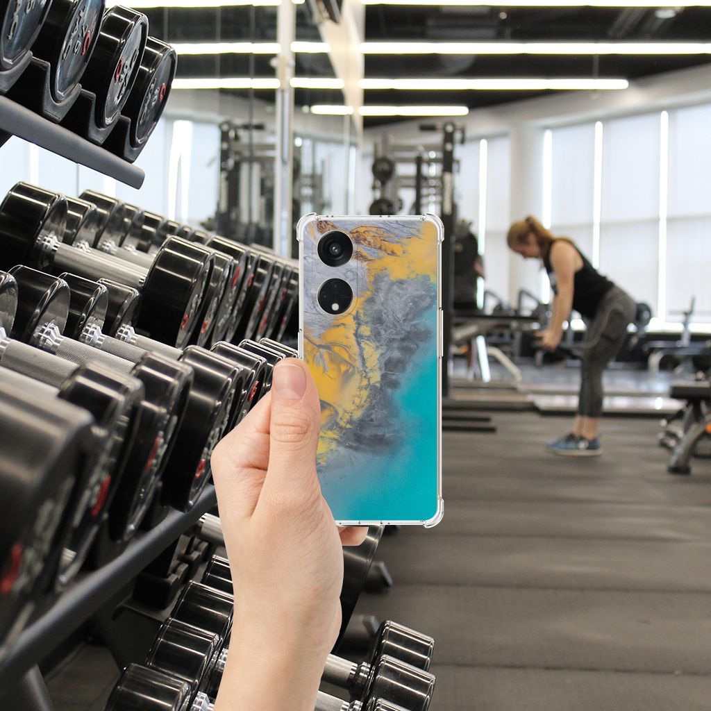 OPPO A98 Anti-Shock Hoesje Marble Blue Gold B2C Telecom