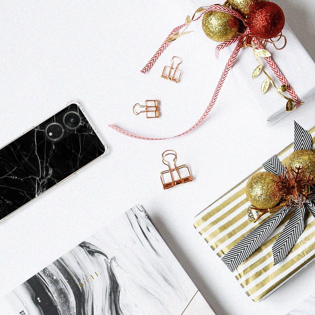 OPPO A98 Anti-Shock Hoesje Marmer Zwart - Origineel Cadeau Vader B2C Telecom