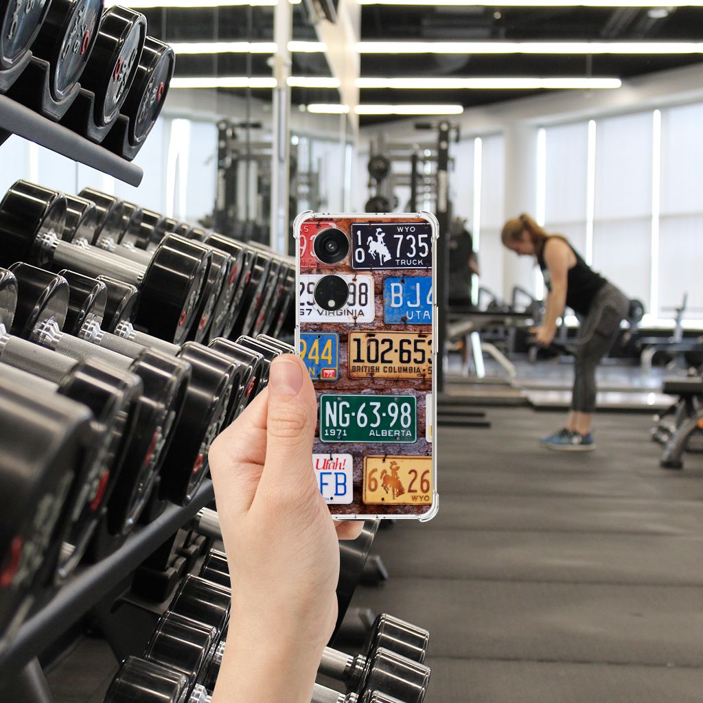 OPPO A98 Anti-shock Hoesje met foto Kentekenplaten design hand gym