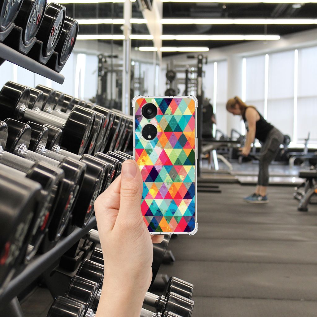 OPPO A98 Doorzichtige Silicone Hoesje Geruit B2C Telecom