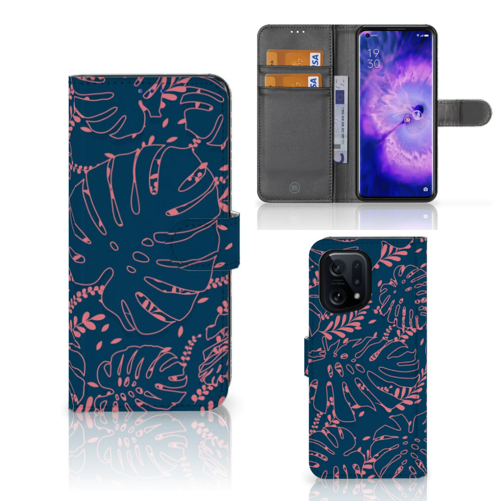 OPPO Find X5 Hoesje Palm Leaves hoesje palmbladeren design aanzicht