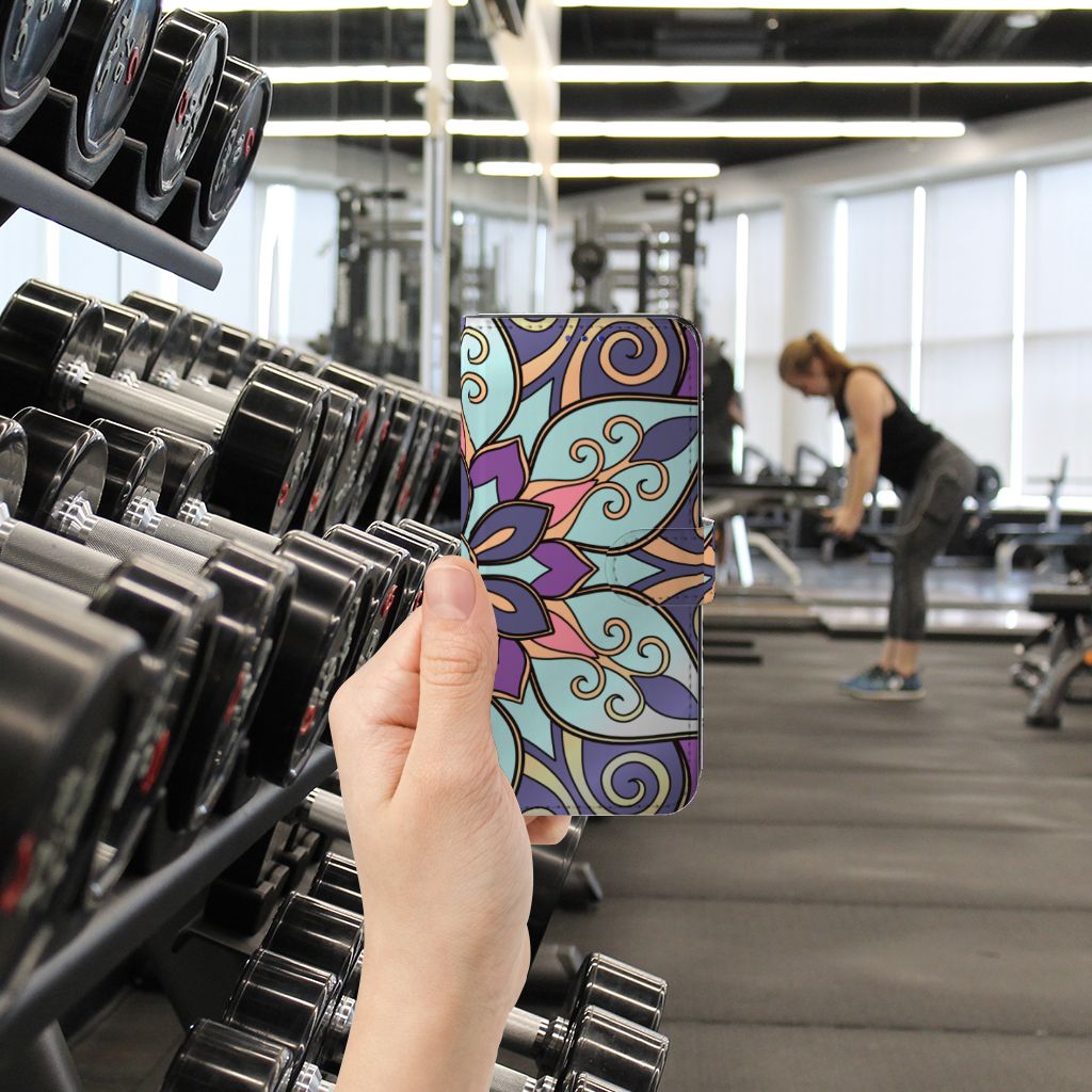 OPPO Find X5 Hoesje Purple Flower designname bloemen gym aanzicht