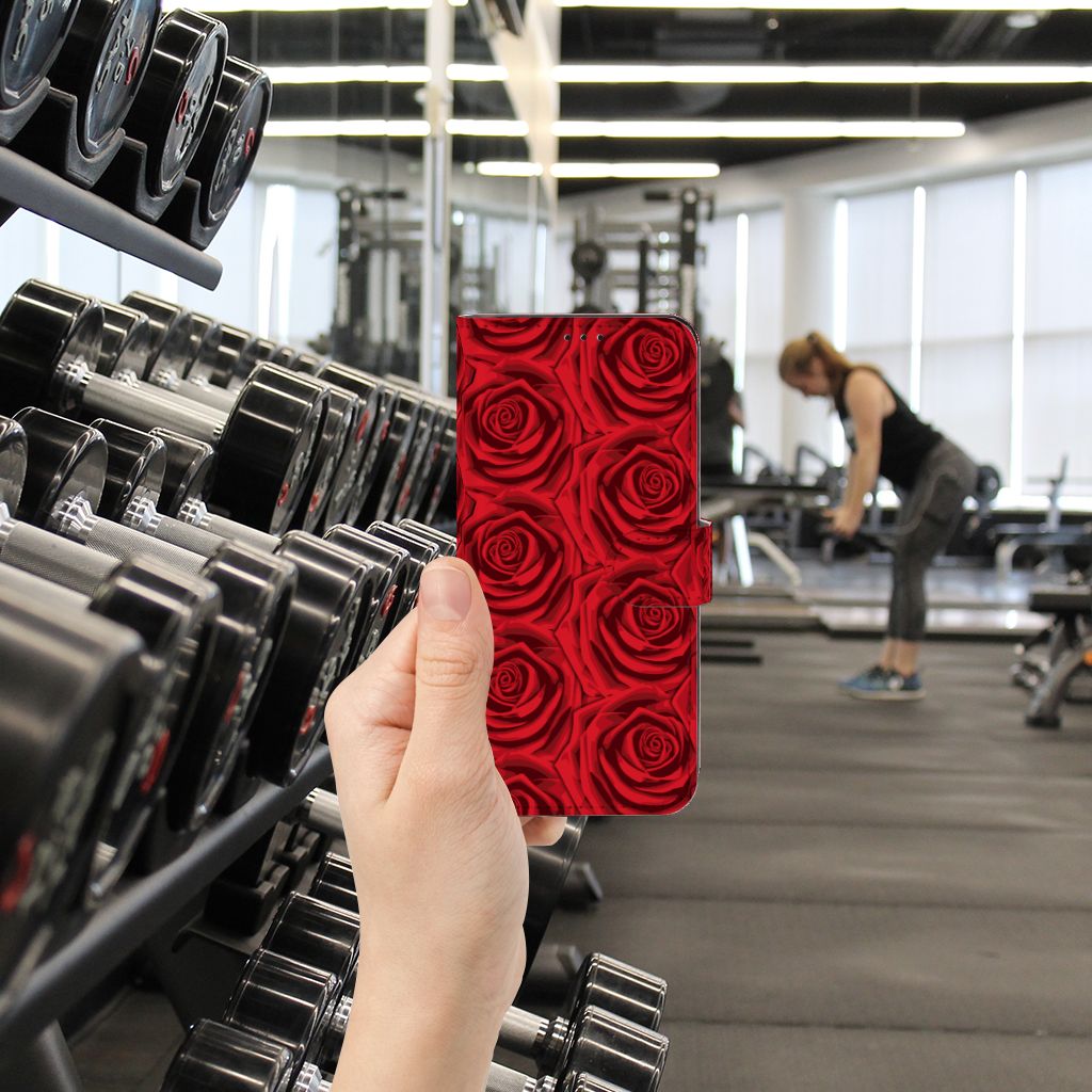 OPPO Find X5 Pro Hoesje Red Roses telefoonhoesje rood rozen voorzijde