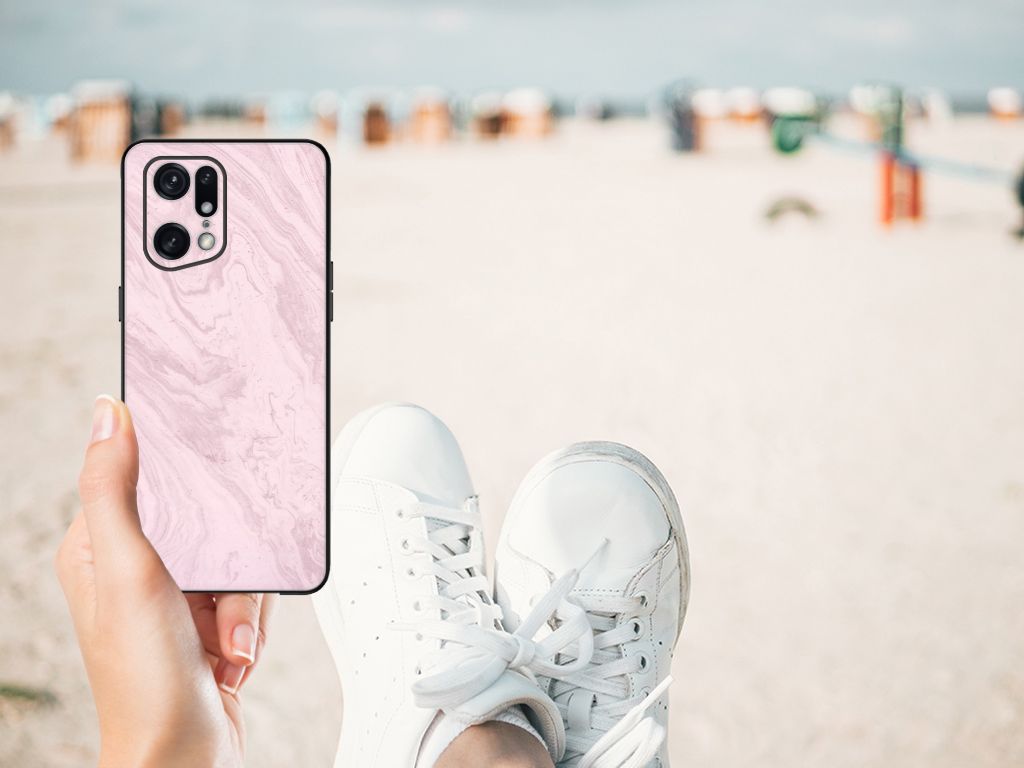 OPPO Find X5 Pro Marmeren Print Telefoonhoesje Marble Pink - Origineel Cadeau Vriendin B2C Telecom