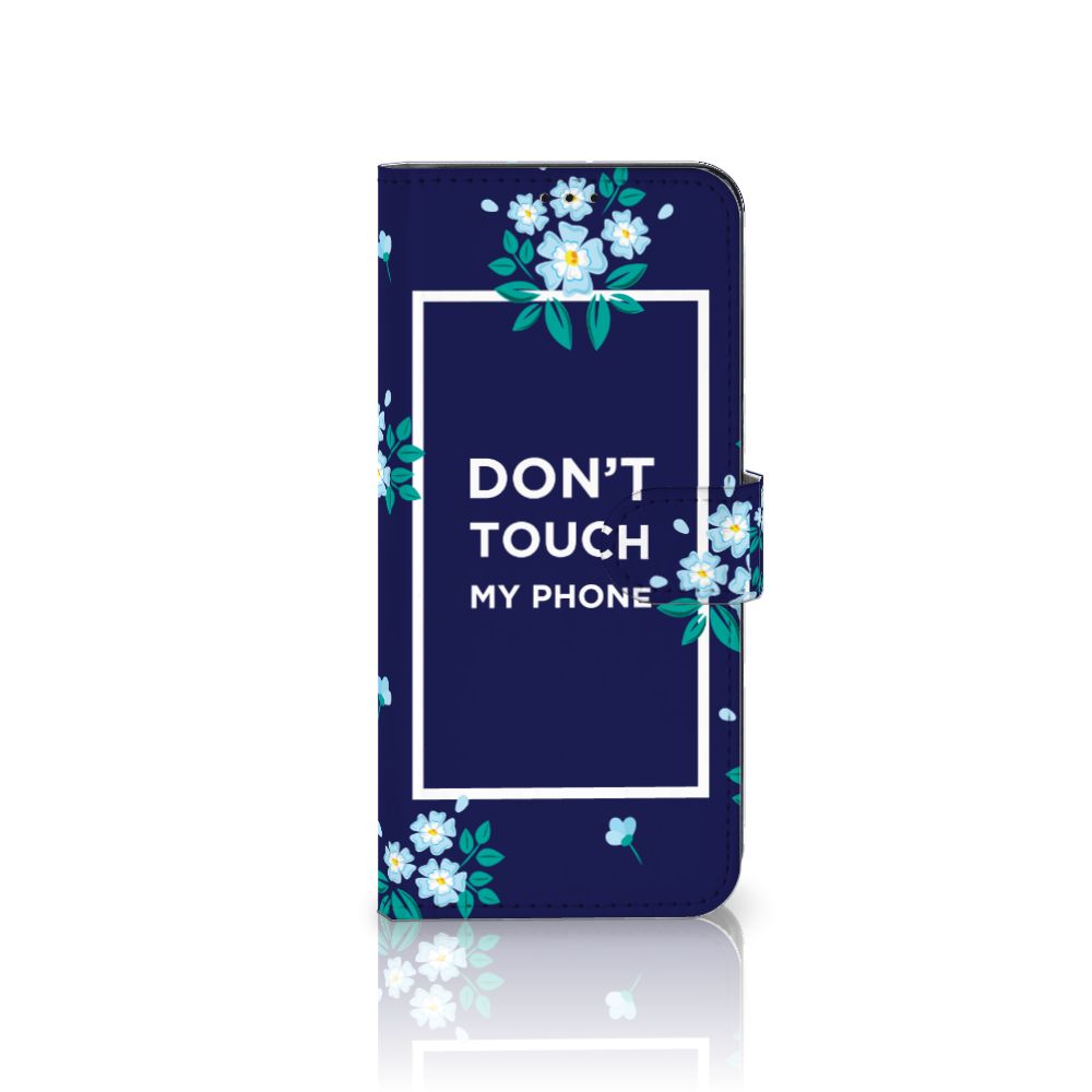 OPPO Find X5 Pro Portemonnee Hoesje Flowers Blue DTMP bloemen blauw design aanzicht