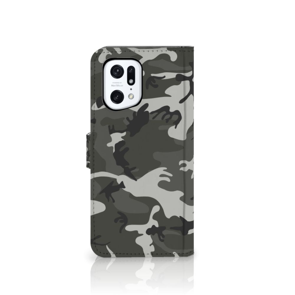 OPPO Find X5 Pro Telefoon Hoesje Army Light Camouflage design voorkant