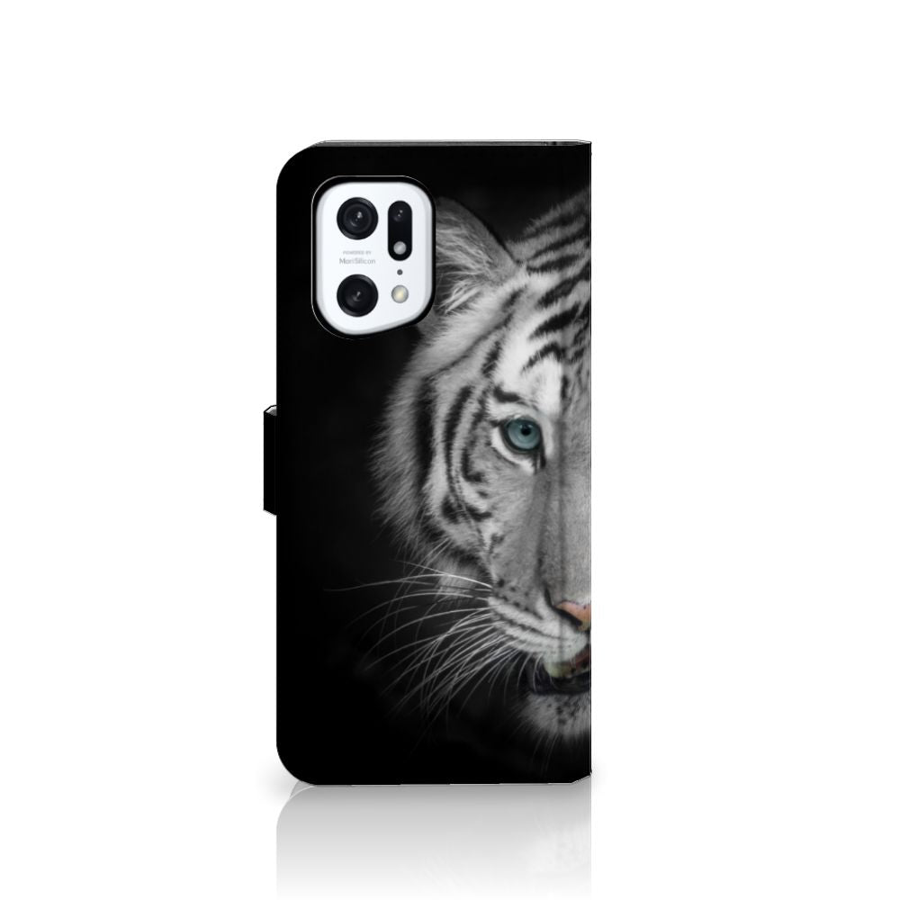 OPPO Find X5 Pro Telefoonhoesje met Pasjes Tijger tijger design zijaanzicht
