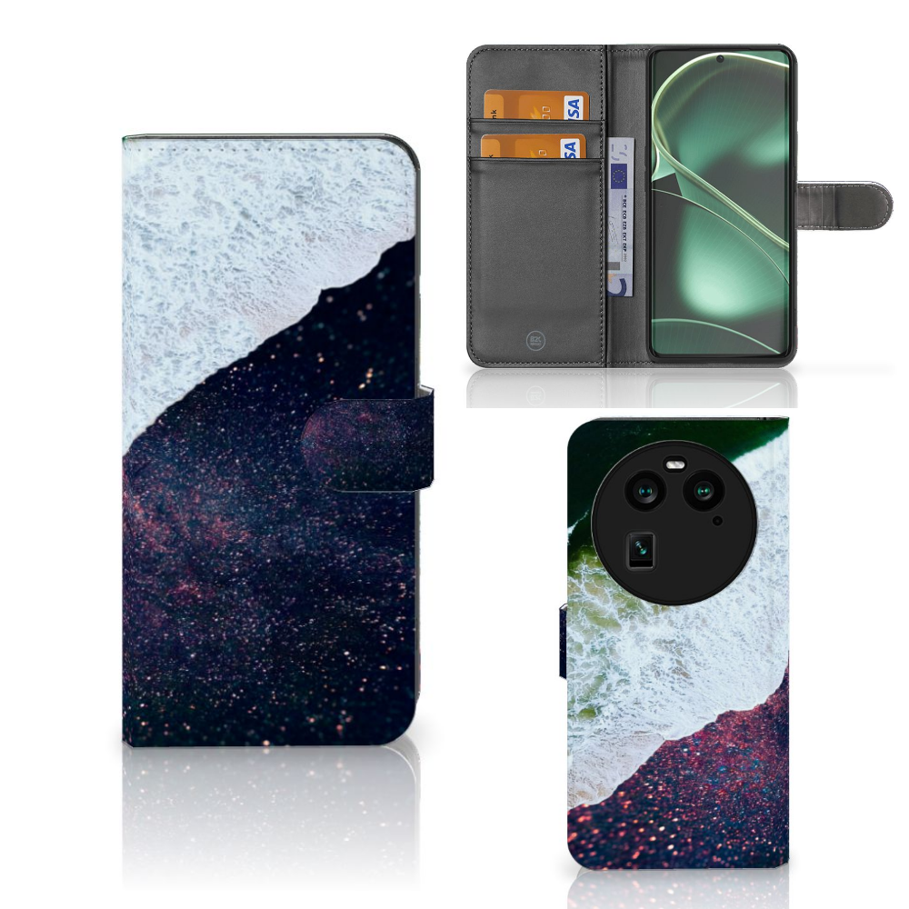 OPPO Find X6 Book Case Sea in Space bookcase abstract design voorkant achterkant zijkant