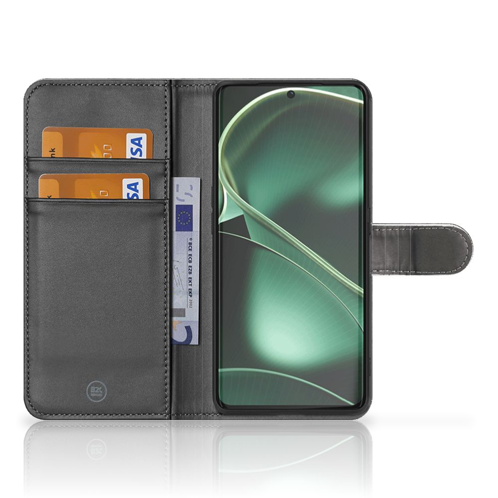 OPPO Find X6 Book Style Case Steigerhout bookstyle case met pasjeshouder zwart aanzicht