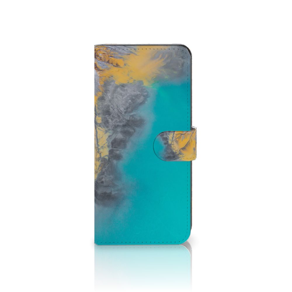 OPPO Find X6 Bookcase Marble Blue Gold bookcase marmer blauw goud voorkant