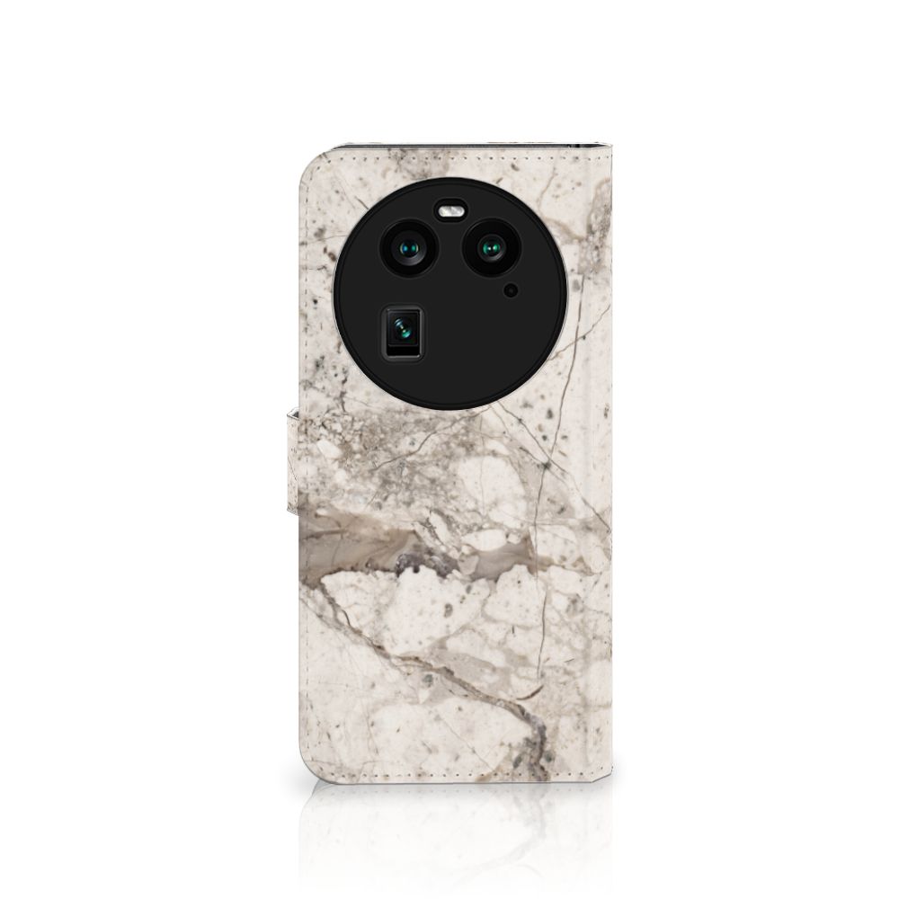 OPPO Find X6 Bookcase Marmer Beige met uniek marmerdesign voor optimale bescherming en uitstraling.