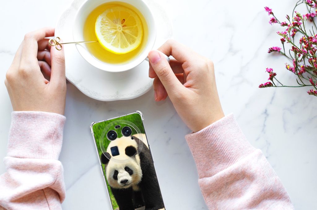 OPPO Find X6 Case Anti-shock Panda telefoonhoesje panda design bovenaanzicht