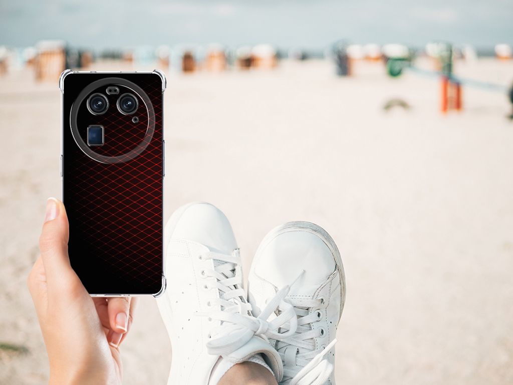 OPPO Find X6 Doorzichtige Silicone Hoesje Geruit Rood B2C Telecom