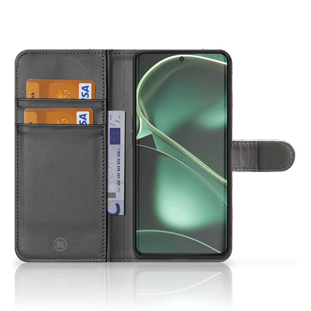 OPPO Find X6 Hoesje Butterfly Roses boekhoesje zwart binnenkant smartphone