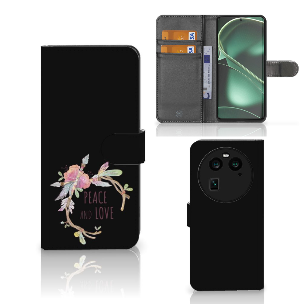 OPPO Find X6 Leuk Hoesje Boho Text voorkant binnenkant achterkant