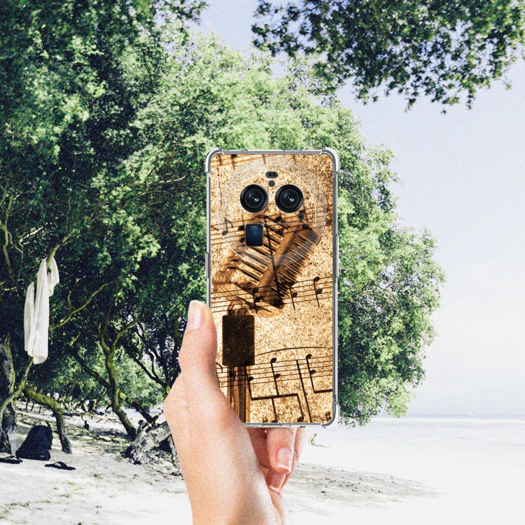 OPPO Find X6 Pro Anti-shock Hoesje met foto Bladmuziek hand natuur strand