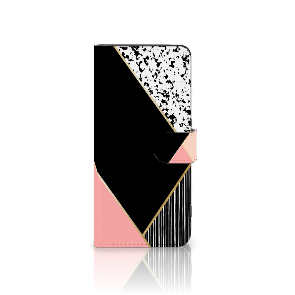 OPPO Find X6 Pro Book Case Zwart Roze Vormen boekcase geometrisch ontwerp voorkant