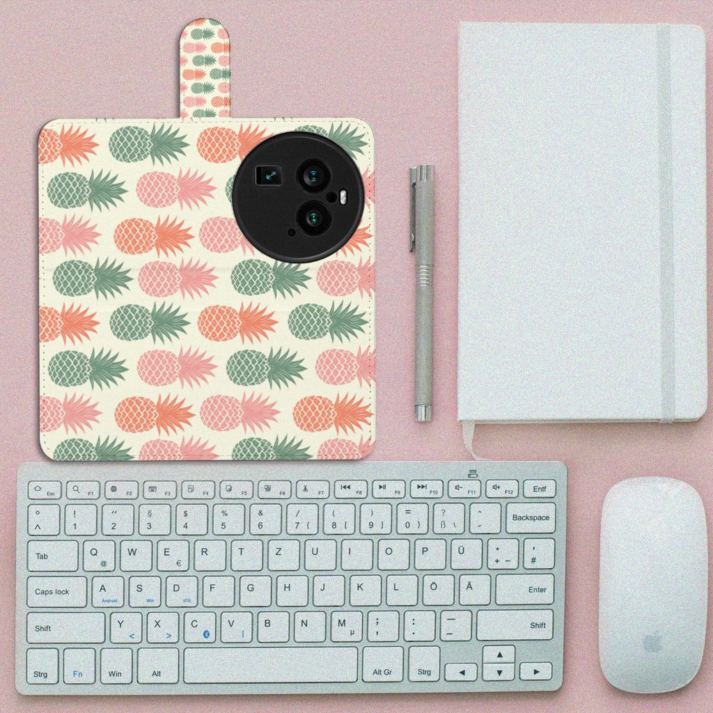 OPPO Find X6 Pro Book Cover Ananas bookcover ananas aanzicht