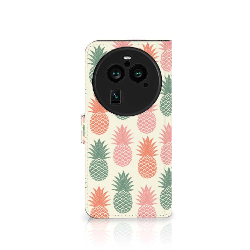 OPPO Find X6 Pro Book Cover Ananas boekhoes ananas design voorzijde