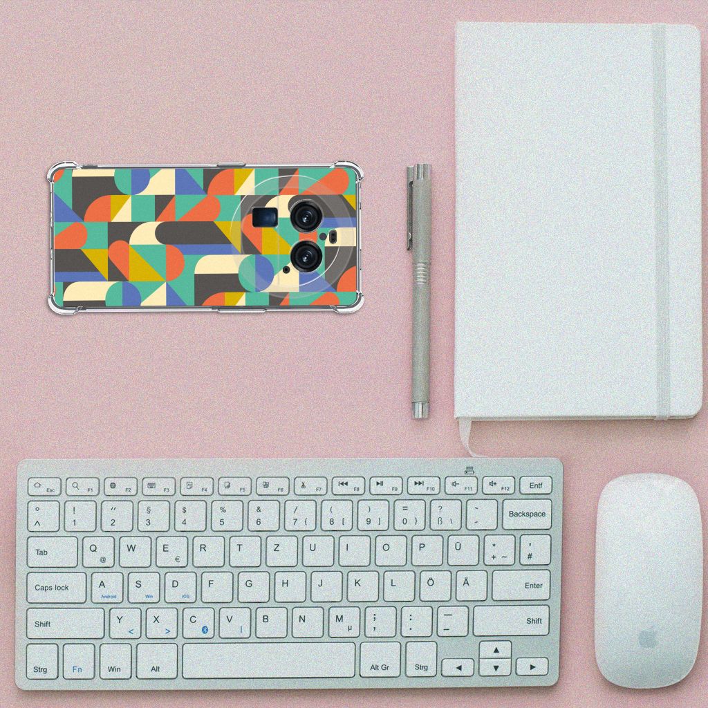 OPPO Find X6 Pro Doorzichtige Silicone Hoesje Funky Retro B2C Telecom