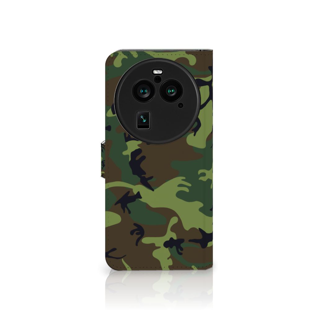 OPPO Find X6 Pro Telefoon Hoesje Army Dark telefoonhoesje camouflage print aanzicht