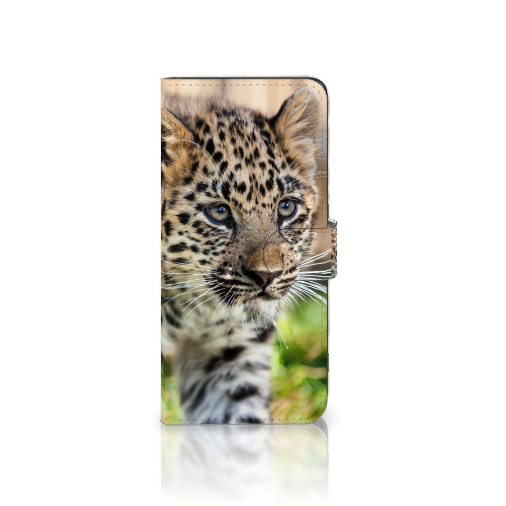 OPPO Find X6 Pro Telefoonhoesje met Pasjes Baby Luipaard ontwerp luipaard detail voorkant