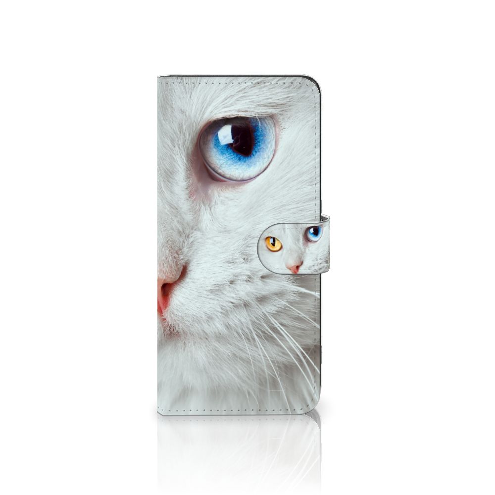 OPPO Find X6 Pro Telefoonhoesje met Pasjes Witte Kat telefoonhoesje design Witte Kat aanzicht