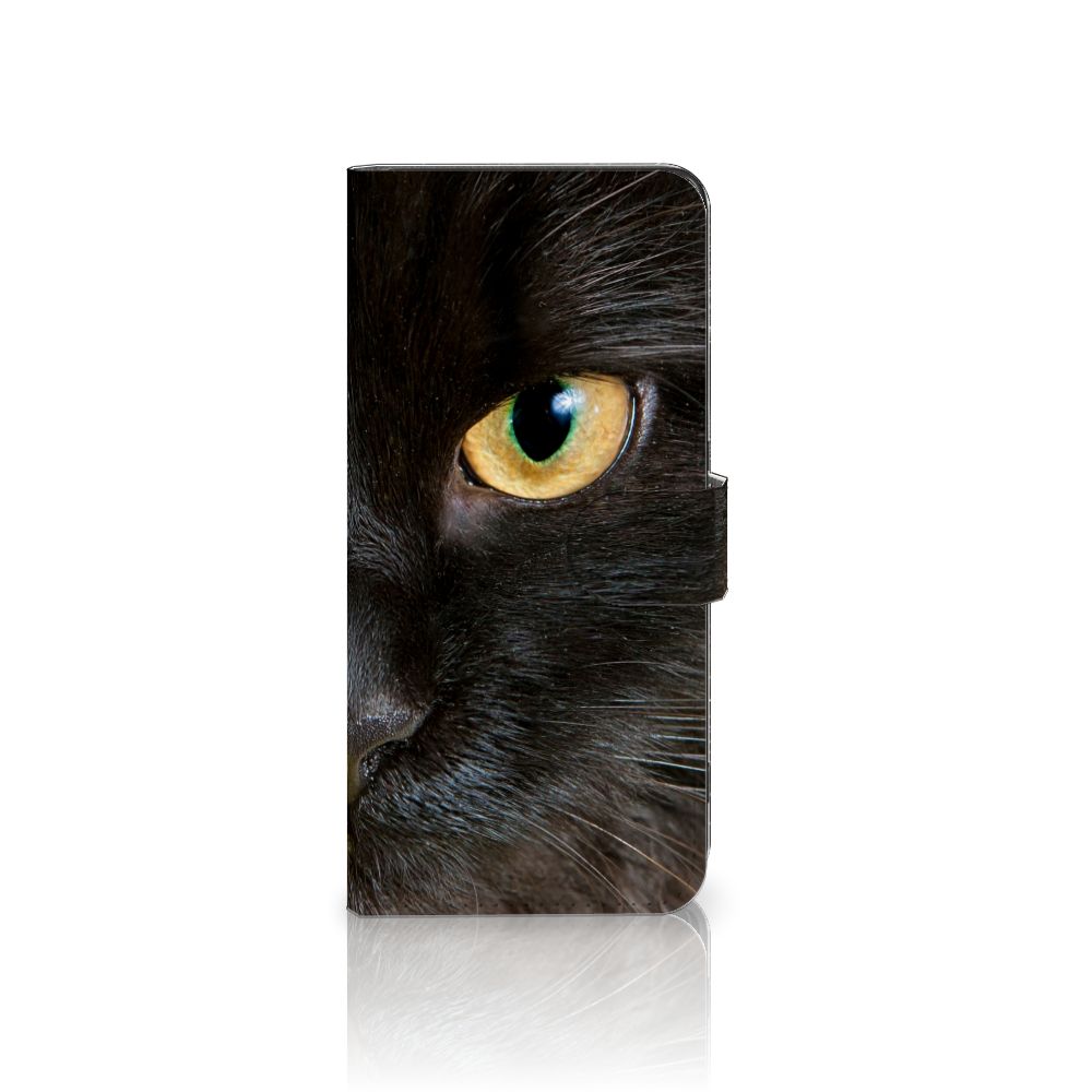 OPPO Find X6 Pro Telefoonhoesje met Pasjes Zwarte Kat ontwerp zwarte kat aanzicht