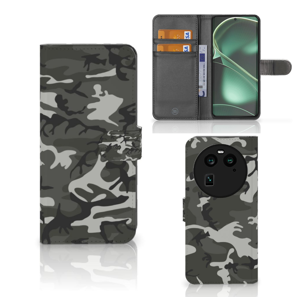 OPPO Find X6 Telefoon Hoesje Army Light telefoonhoesje camouflage design aanzicht