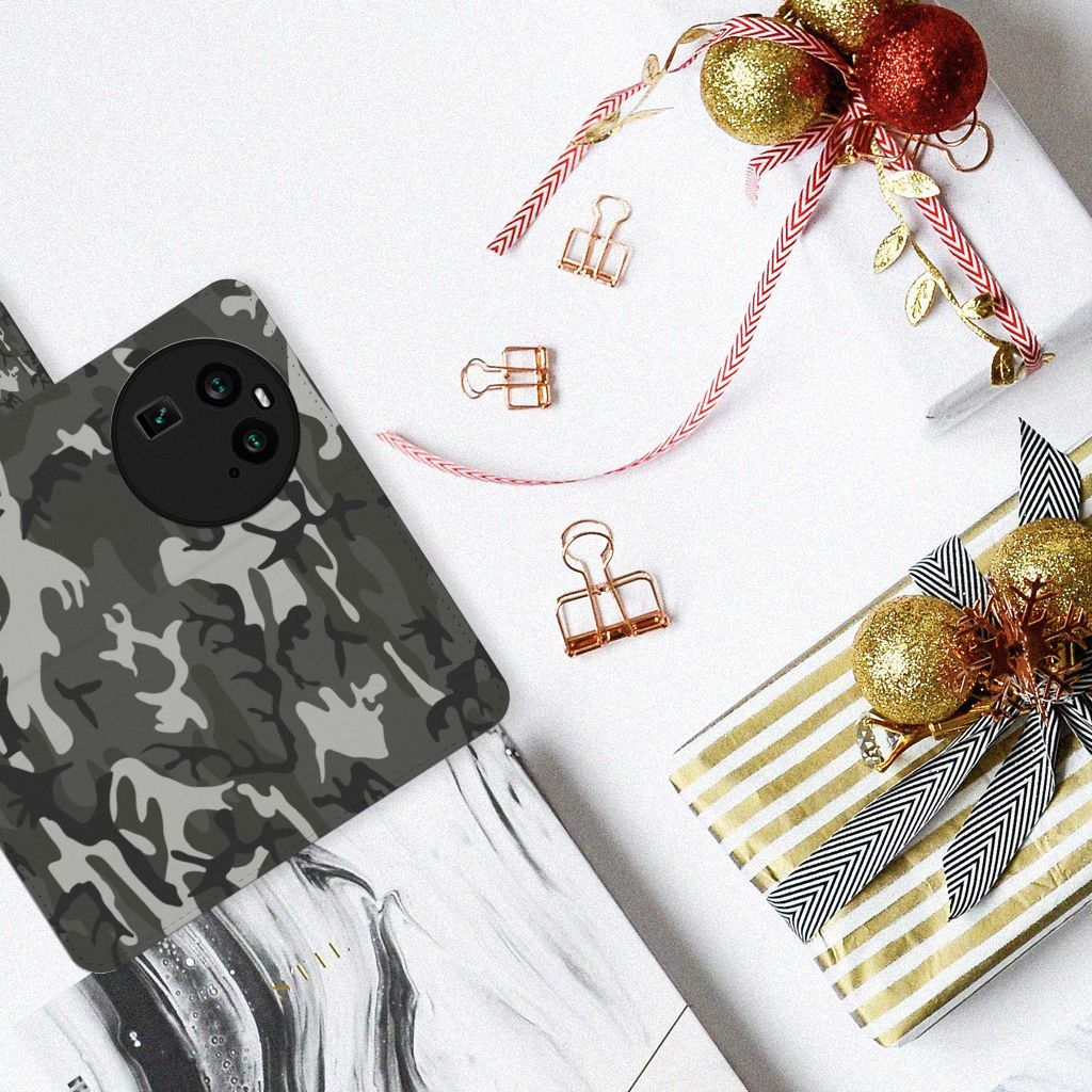 OPPO Find X6 Telefoon Hoesje Army Light camouflage design bovenaanzicht